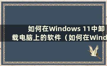 如何在Windows 11中卸载电脑上的软件（如何在Windows中强制删除软件）